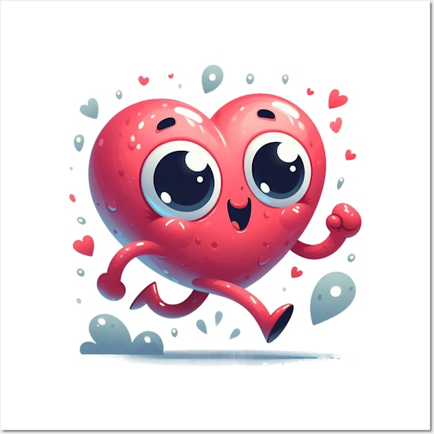 Cute Running Heart Wall Art by Dmytro